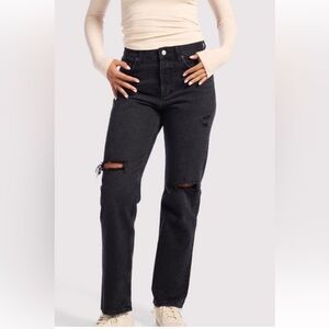 Nuuds The Straight Distressed Jean Jett Black Button Fly